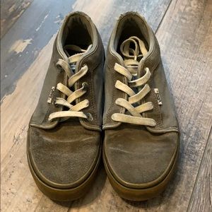(4.5) Vans Boys Gray Suede Gum Sole